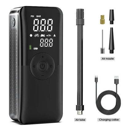 Rechargeable Tire Inflator – Digital Cordless Air Pump for Cars & Bikes