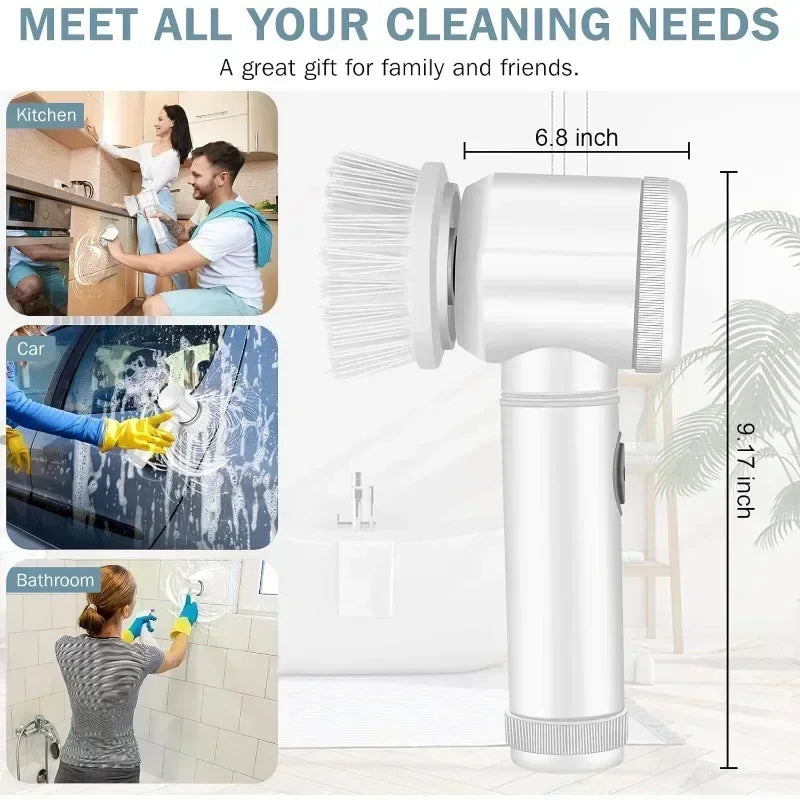 Electric Spin Scrubber – Power Cleaning Brush with 5 Replaceable Heads