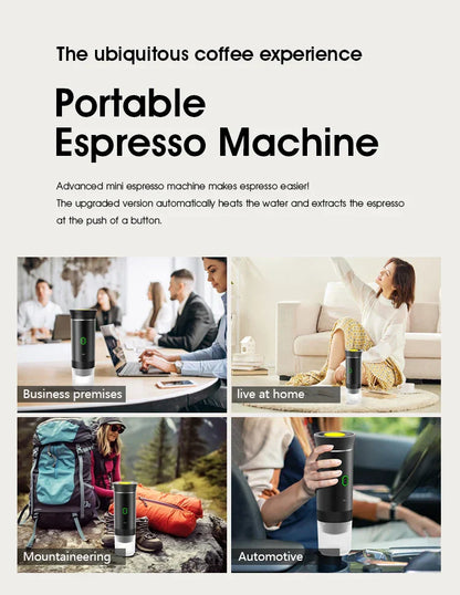 Wireless Electric Portable Espresso Coffee Machine – 3-in-1 for Car, Home & Camping
