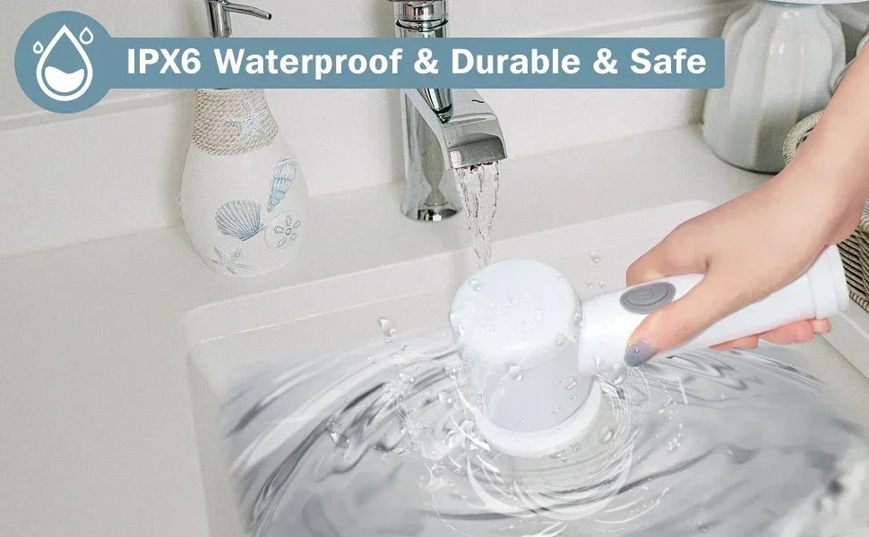 Electric Spin Scrubber – Power Cleaning Brush with 5 Replaceable Heads