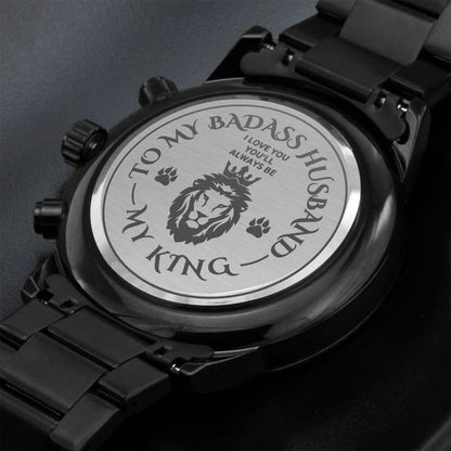 TO MY BADASS HUSBAND ] ENGRAVED WATCH