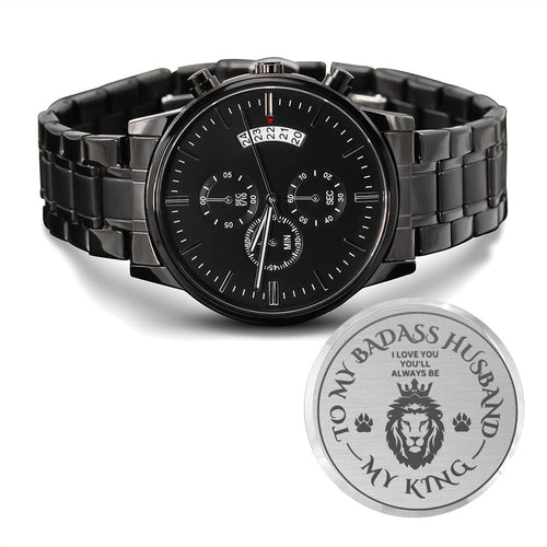 TO MY BADASS HUSBAND ] ENGRAVED WATCH